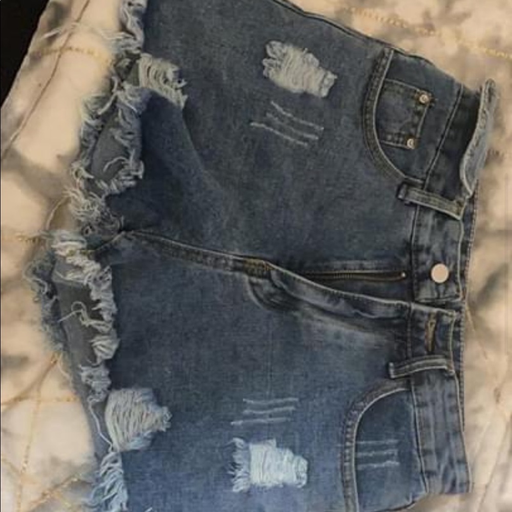 High waisted jean shorts